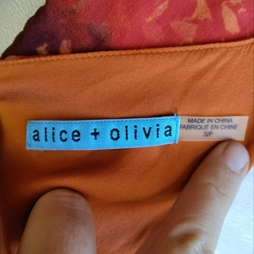 Alice + Olivia Colorful Abstract Print Silk Sleeveless Blouse Size Small